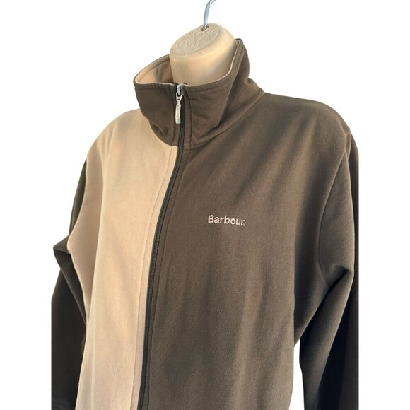 Barbour Women's Sz 8 Brown And  Tan Two Toned Full Zip Fleece Lined Jacket - Picture 2 of 12